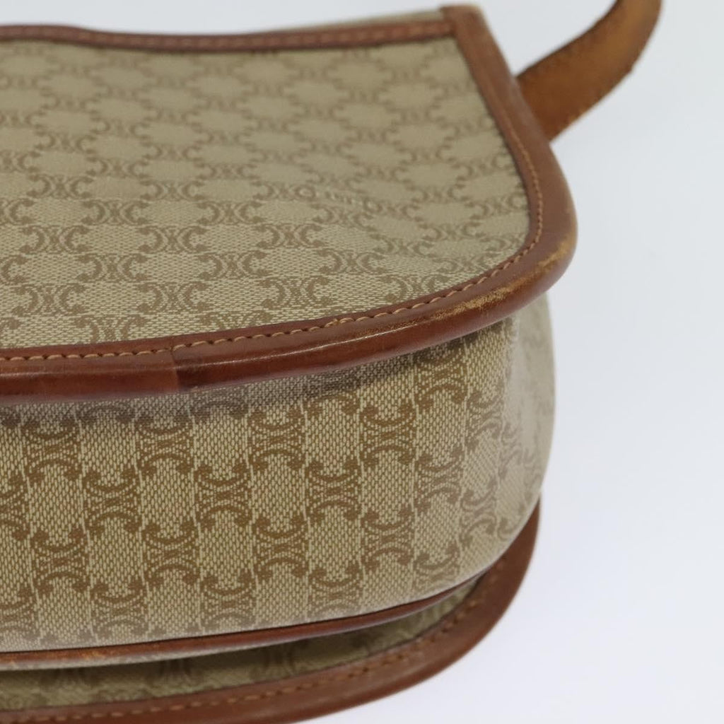 Celine Vintage Macadam Shoulder Bag Canvas And Leather Beige Canvas Shoulder Bag Bag