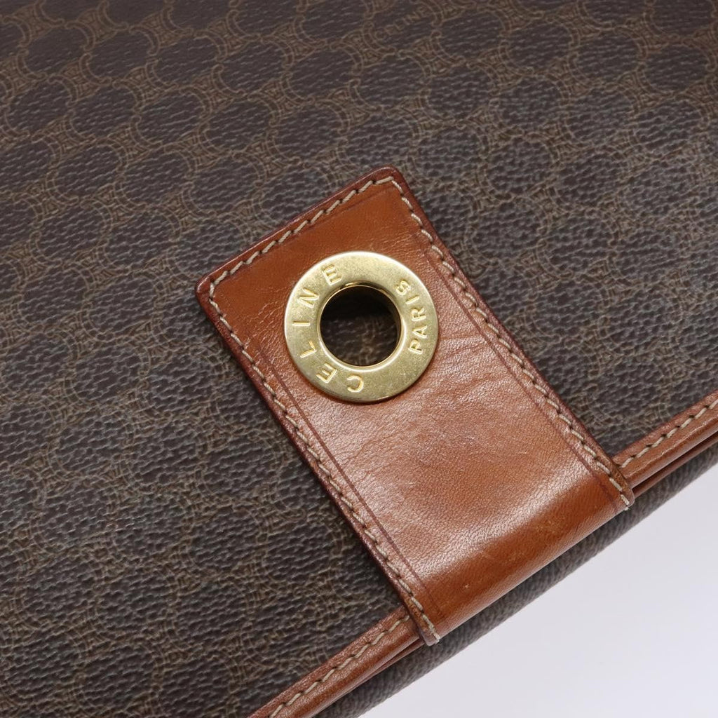 Celine Macadam Shoulder Bag Pvc Leather Brown Canvas Bag