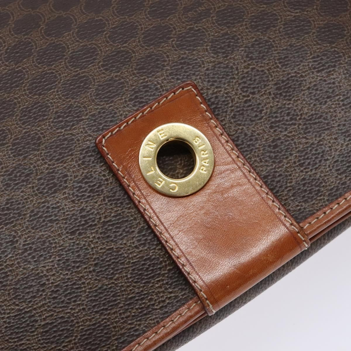 Celine Macadam Shoulder Bag Pvc Leather Brown Canvas Bag