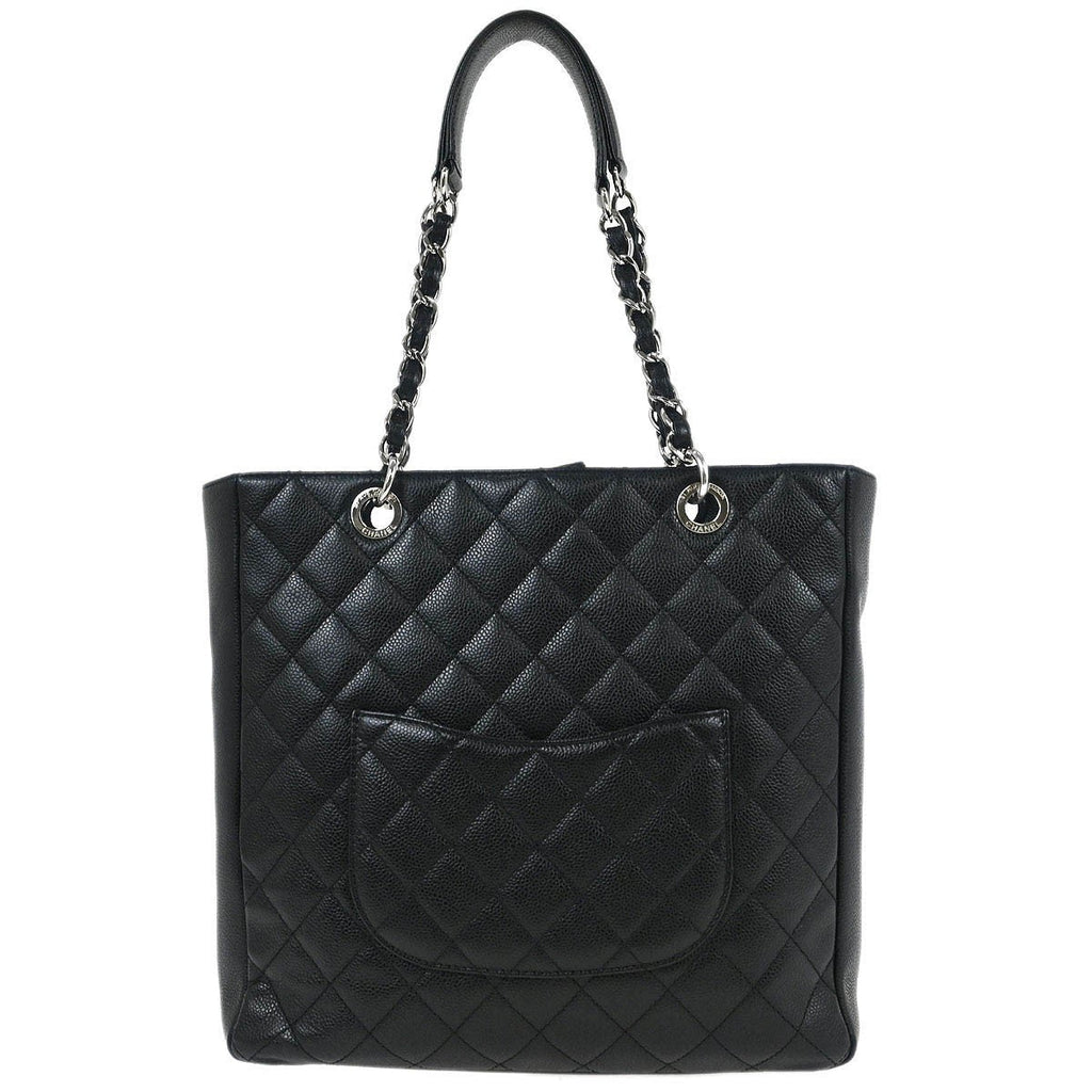 Chanel Petite Shopping Tote Quilted Caviar Black Leather Tote Bag Bag