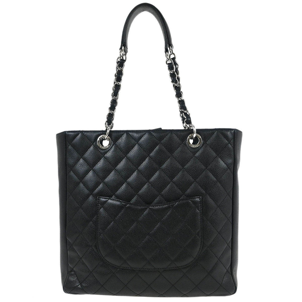 Chanel Petite Shopping Tote Quilted Caviar Black Leather Tote Bag Bag