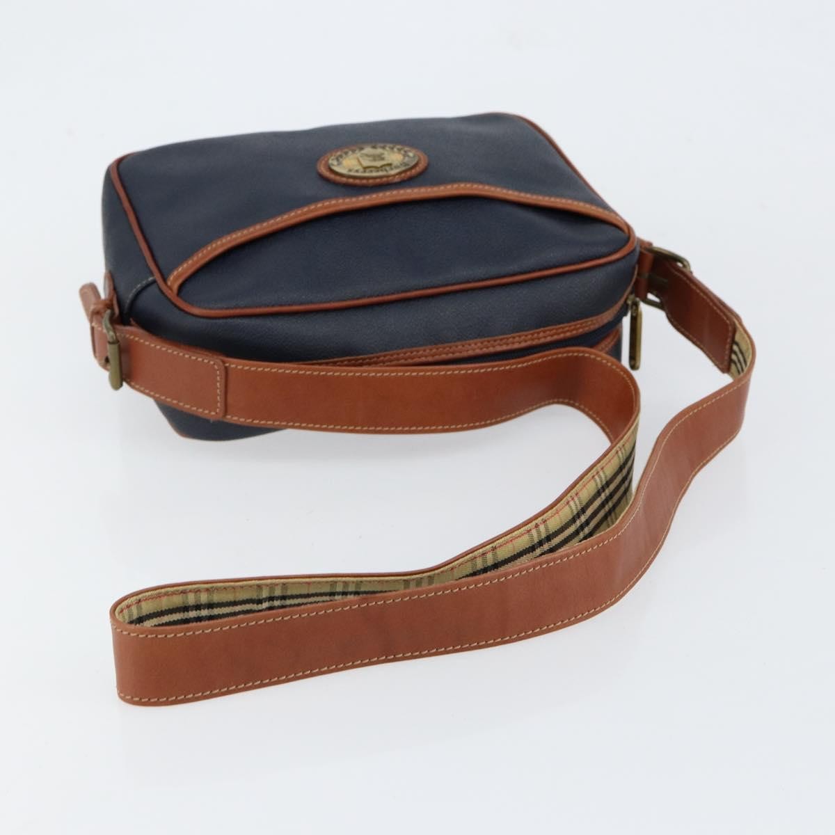 Burberry Vintage Shoulder Bag Leather Navy Leather Shoulder Bag