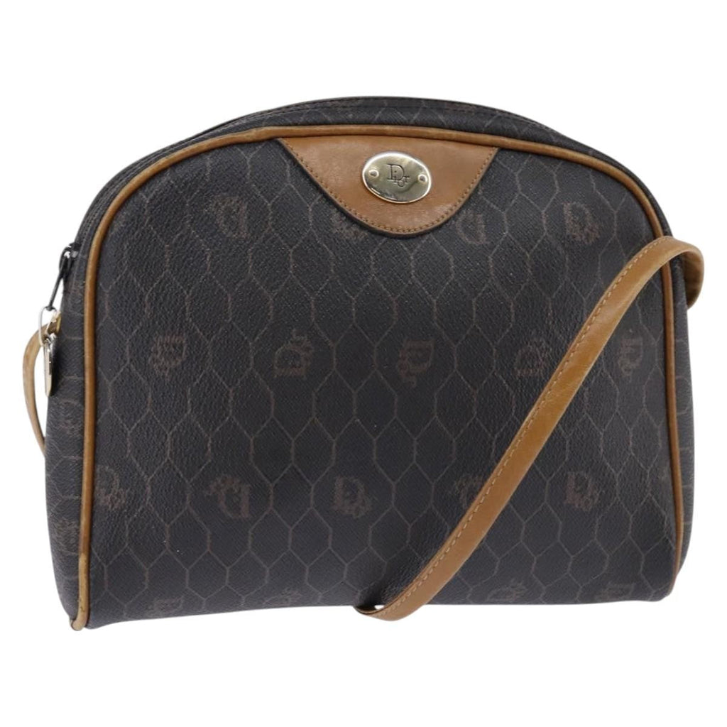 Christian Dior Vintage Honeycomb Shoulder Bag Canvas Black Canvas Bag (Pre-Owned)
