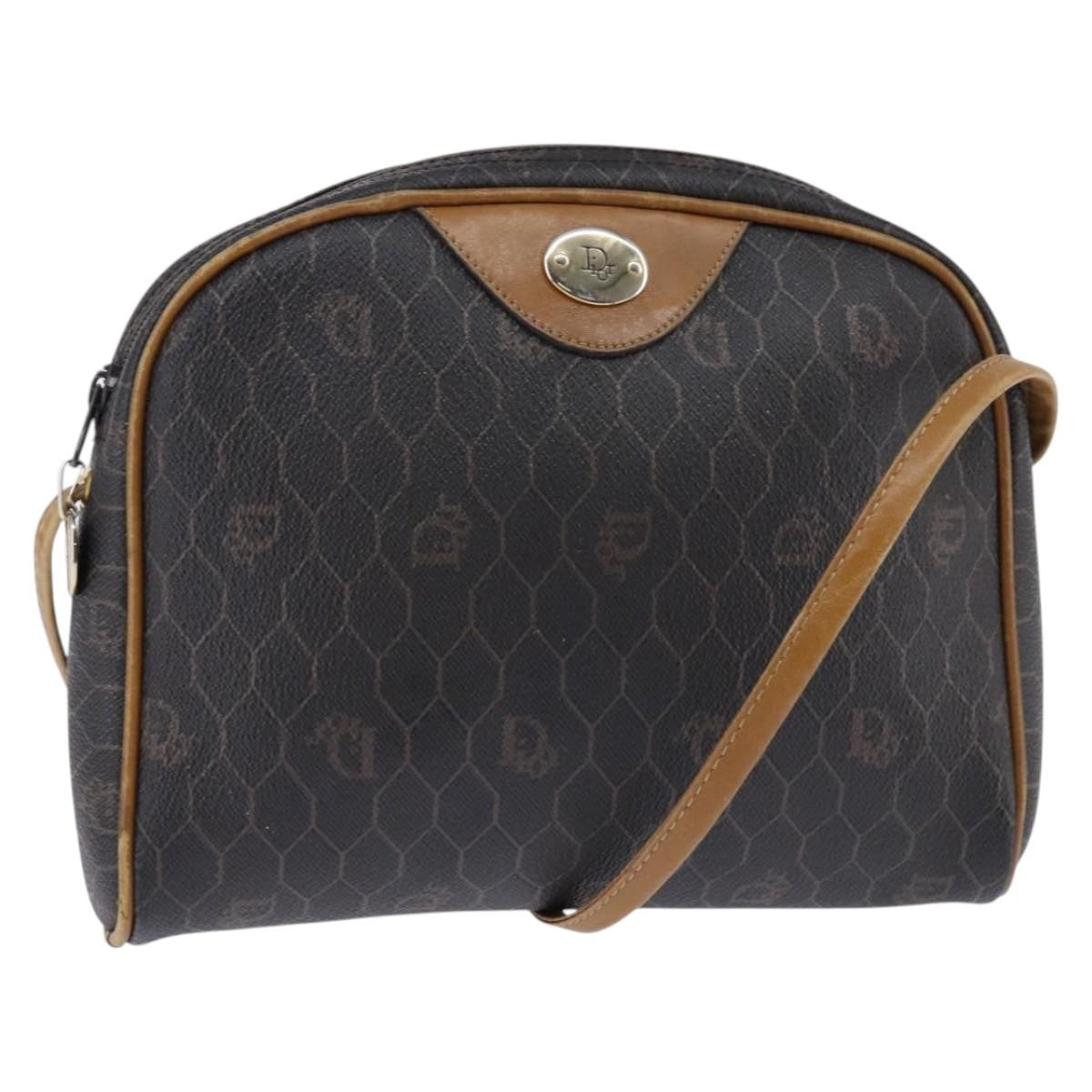 Christian Dior Vintage Honeycomb Shoulder Bag Canvas Black Canvas Bag (Pre-Owned)