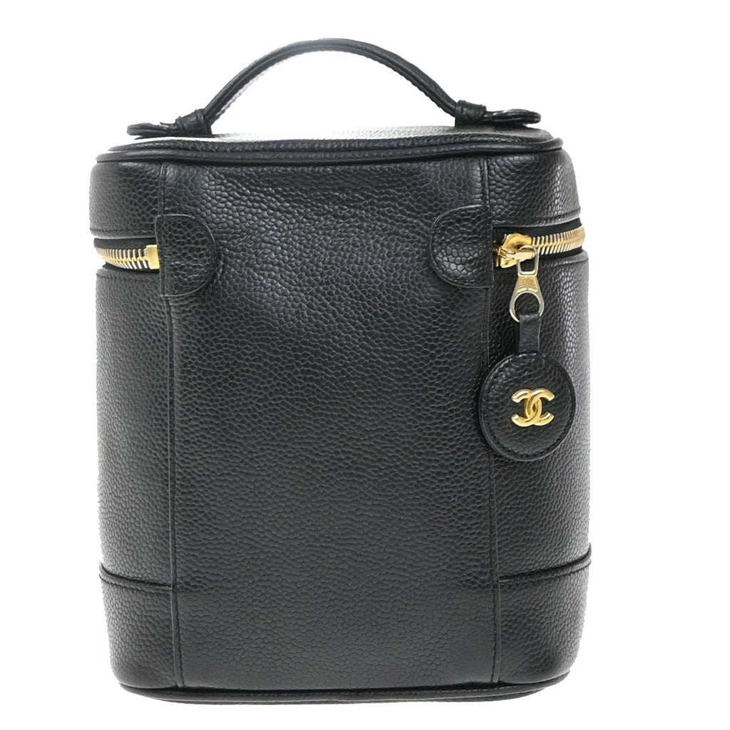 Chanel Vintage Timeless Cosmetic Case Caviar Black Leather Clutche & Pouche Bag