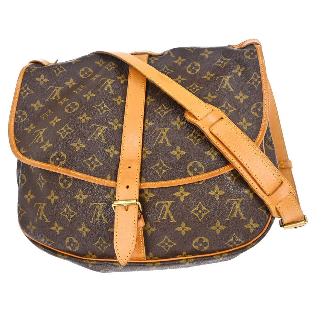 Louis Vuitton Saumur Handbag Monogram Canvas Brown Canvas Shoulder Bag