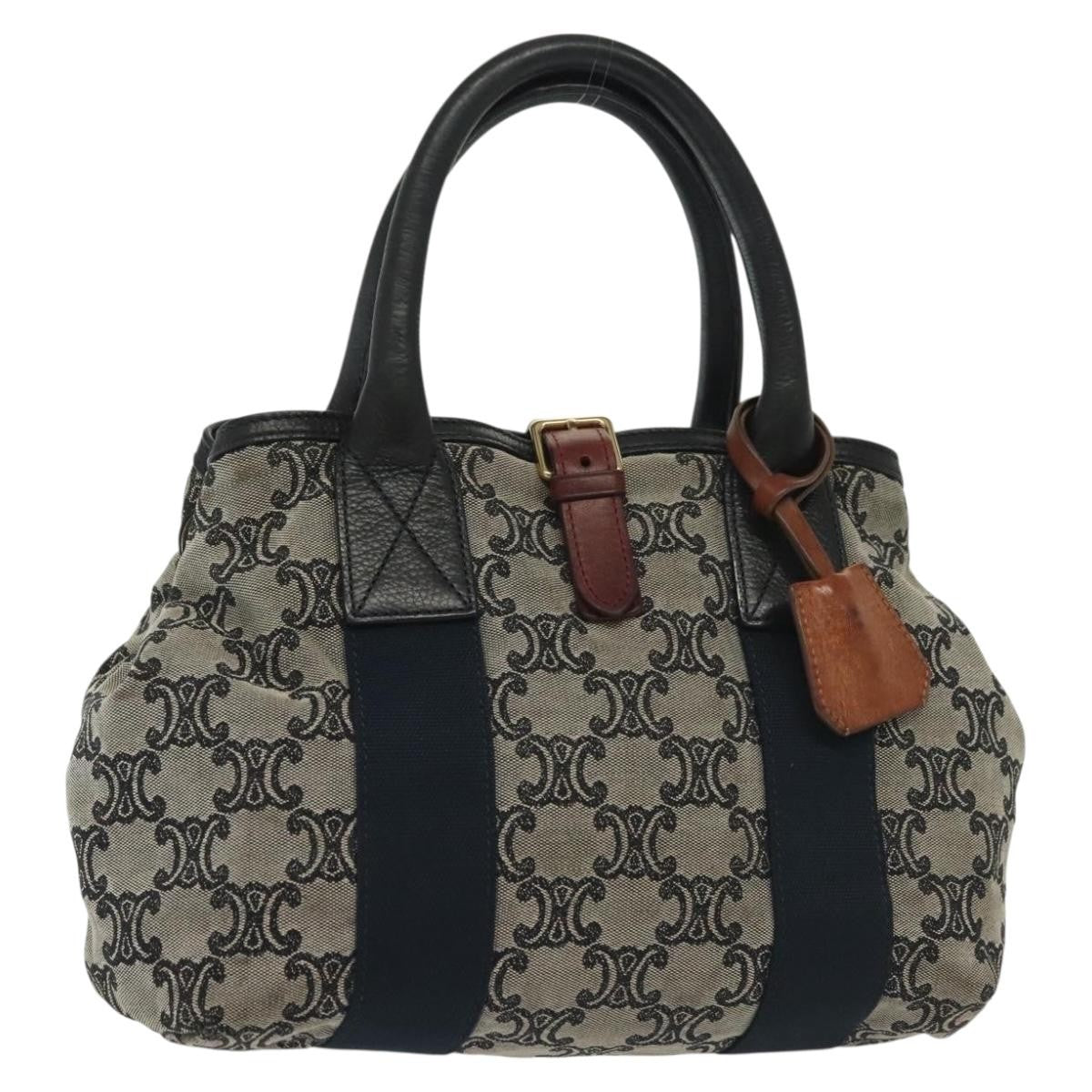 Celine Vintage Macadam Handbag Macadam Navy Canvas Bag