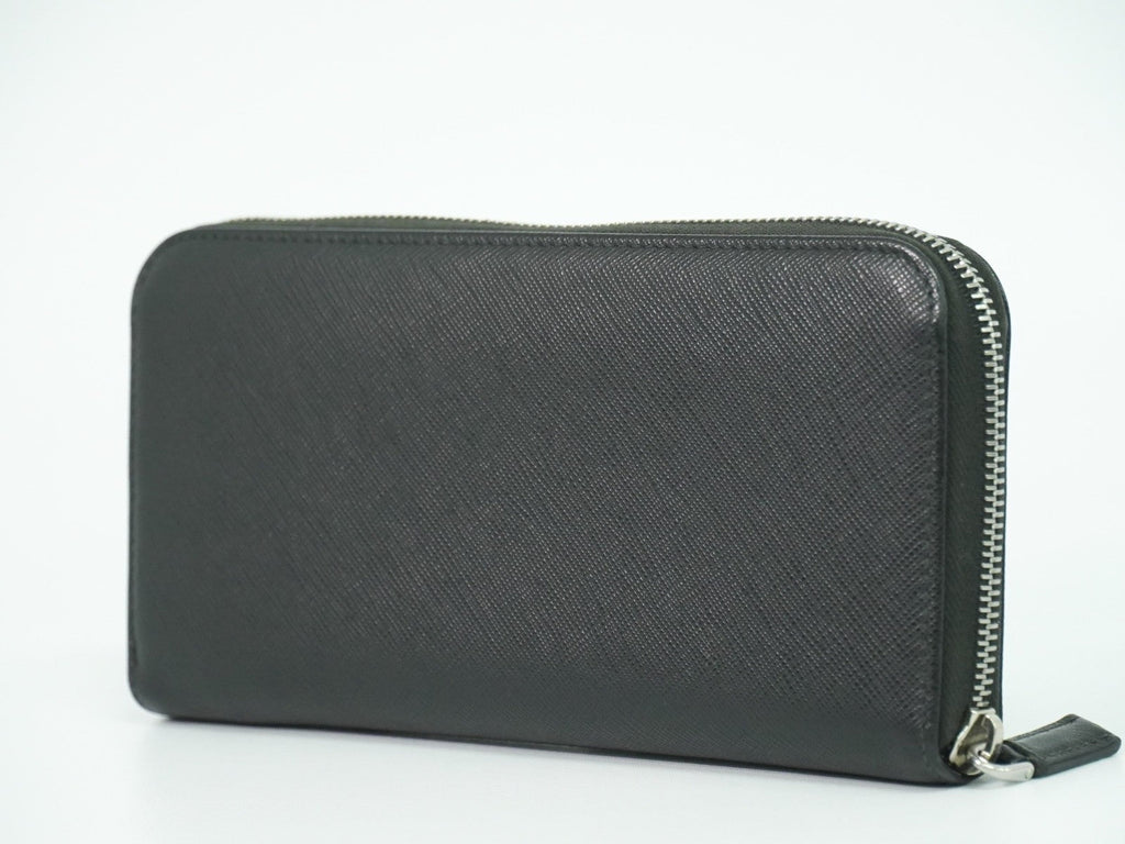 Prada Saffiano Wallet Leather Black Leather Wallets Accessory