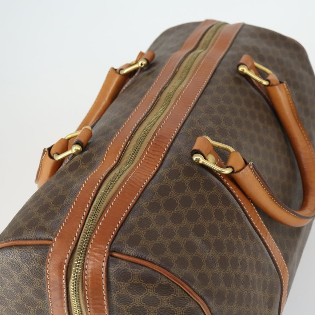Celine Vintage Duffle Bag Canvas And Leather Brown Canvas Travel Bag Bag