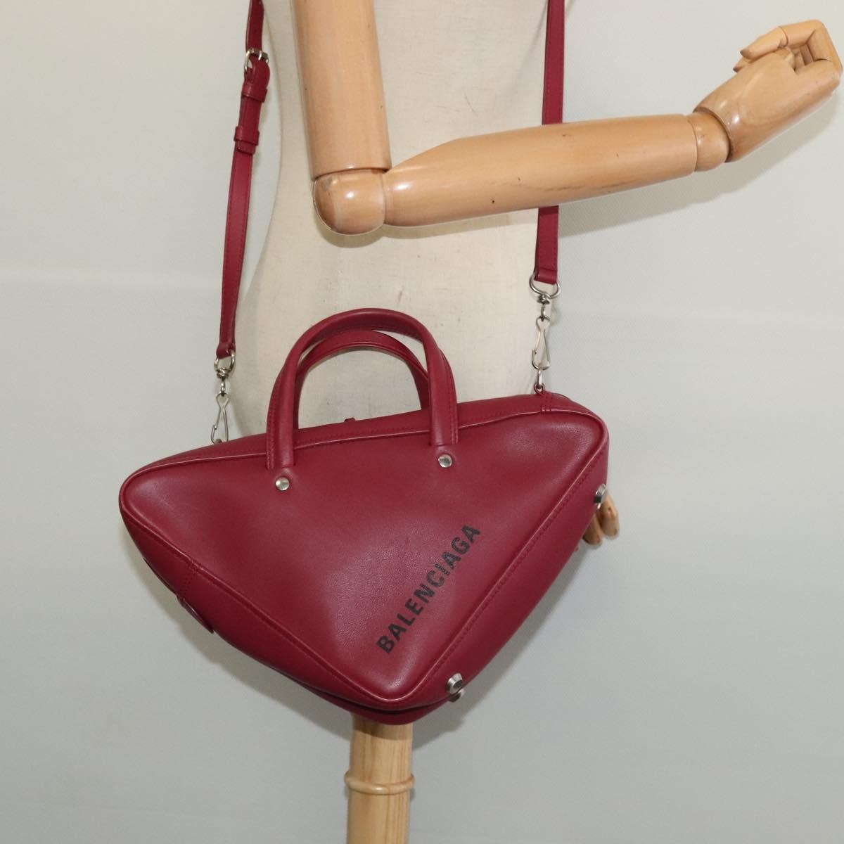 Balenciaga Triangle Duffle Bag Leather Red Leather Hand