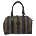 Fendi Vintage Pequin Boston Bag Coated Canvas Brown Canvas Handbag