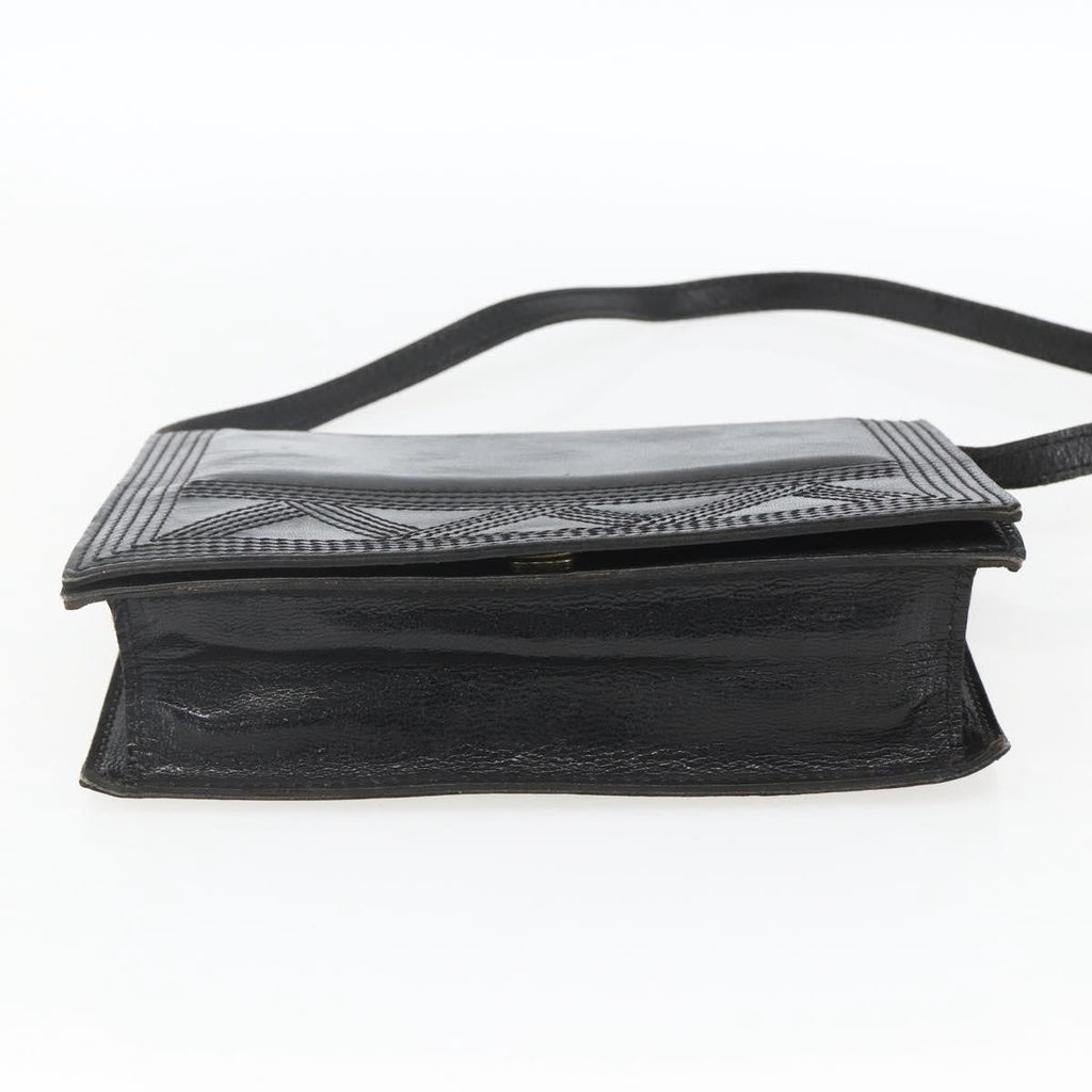 Saint Laurent Vintage Shoulder Bag Leather Black Leather Shoulder Bag Bag (Pre-Owned)