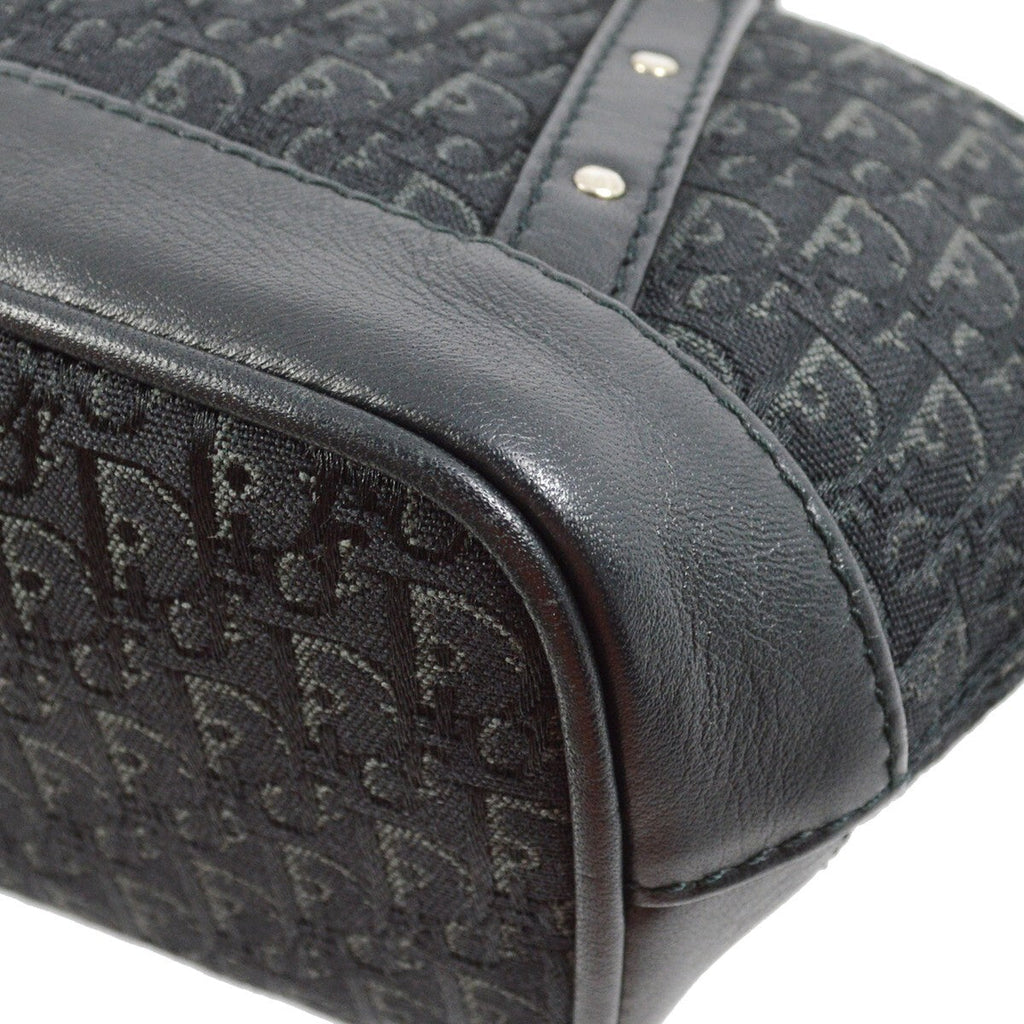 Christian Dior Vintage Trotter Handbag Canvas Black Canvas Handbag (Pre-Owned)