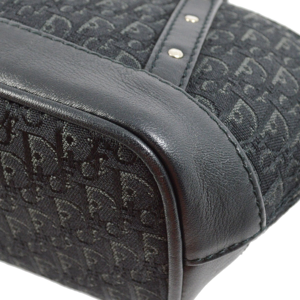 Christian Dior Vintage Trotter Handbag Canvas Black Canvas Handbag (Pre-Owned)