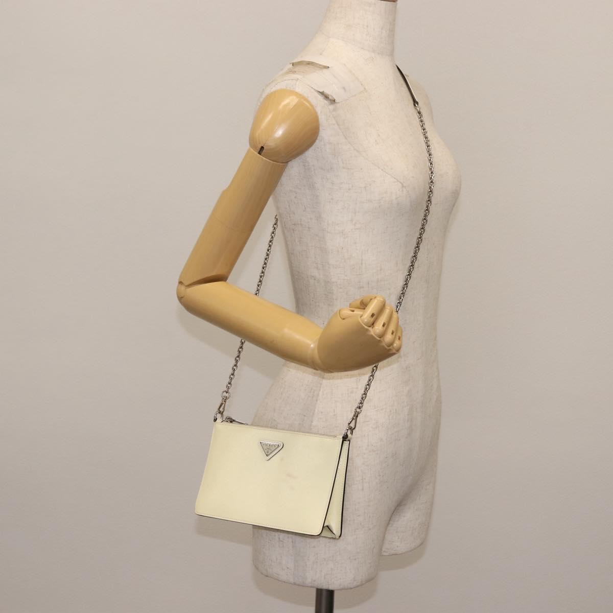 Prada Chain Crossbody Bag Vernice Saffiano Leather White Leather Shoulder Bag Bag