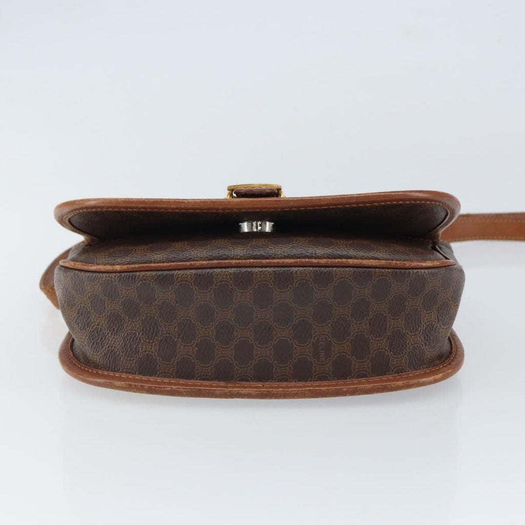 Celine Vintage Macadam Shoulder Bag Canvas And Leather Brown Canvas Shoulder Bag Bag