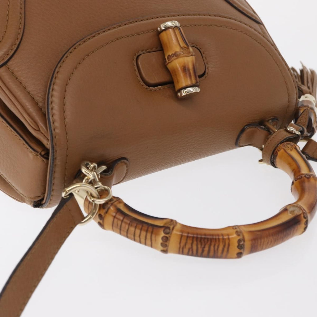 Gucci New Bamboo 1921 Top Handle Bag Leather Brown Leather Handbag (Pre-Owned)