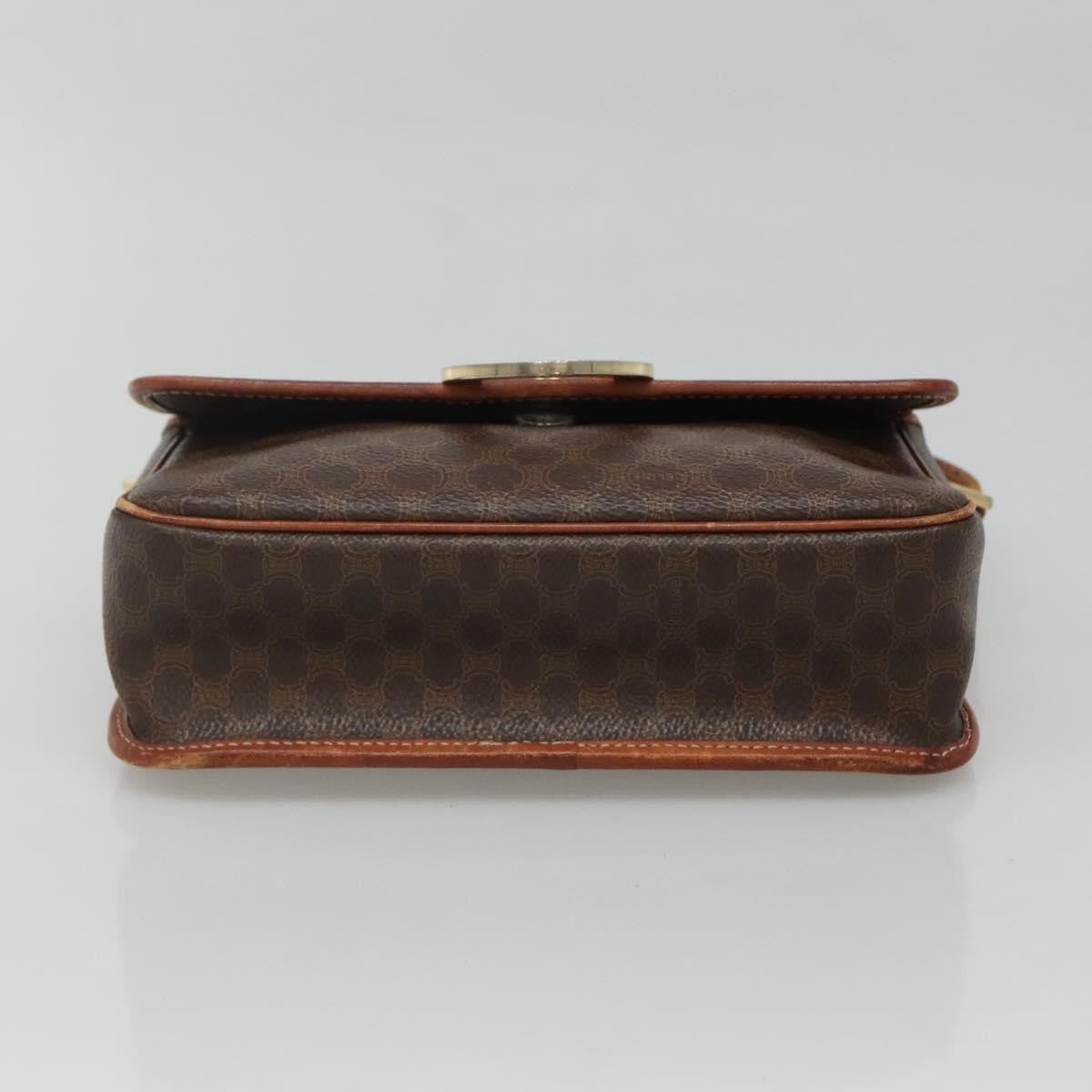 Celine Vintage Macadam Shoulder Bag Canvas And Leather Brown Canvas Shoulder Bag Bag