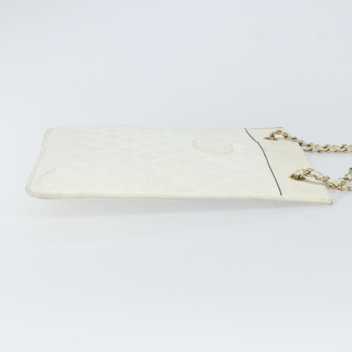 Chanel Vintage Shopper Tote Quilted Leather White Leather Tote Bag Bag