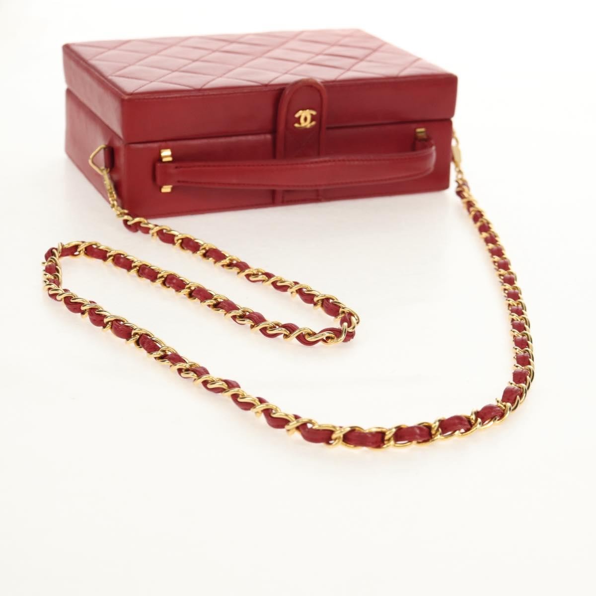 Chanel Matelasse Chain Shoulder Bag Leather Red Leather Shoulder Bag Bag