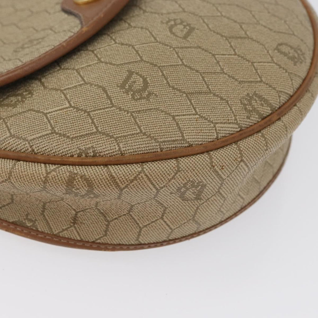 Christian Dior Vintage Honeycomb Flap Crossbody Bag Canvas And Leather Beige Canvas Shoulder Bag Bag (Pre-Owned)
