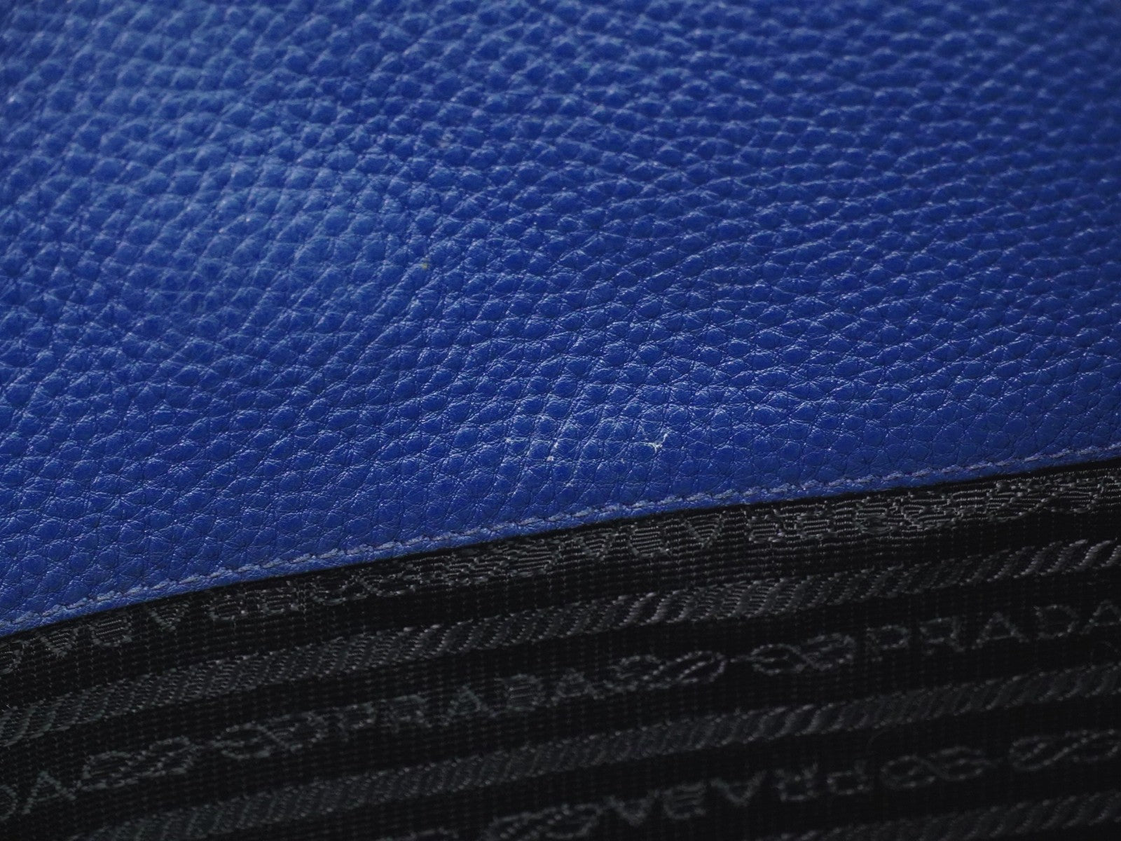 Prada Embossed Logo Open Tote Leather Blue Leather Tote Bag Bag