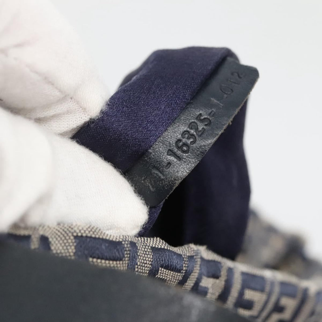 Fendi Ff Logo Mon Tresor Bucket Bag Printed Shearling With Leather Navy Canvas Shoulder Bag Bag