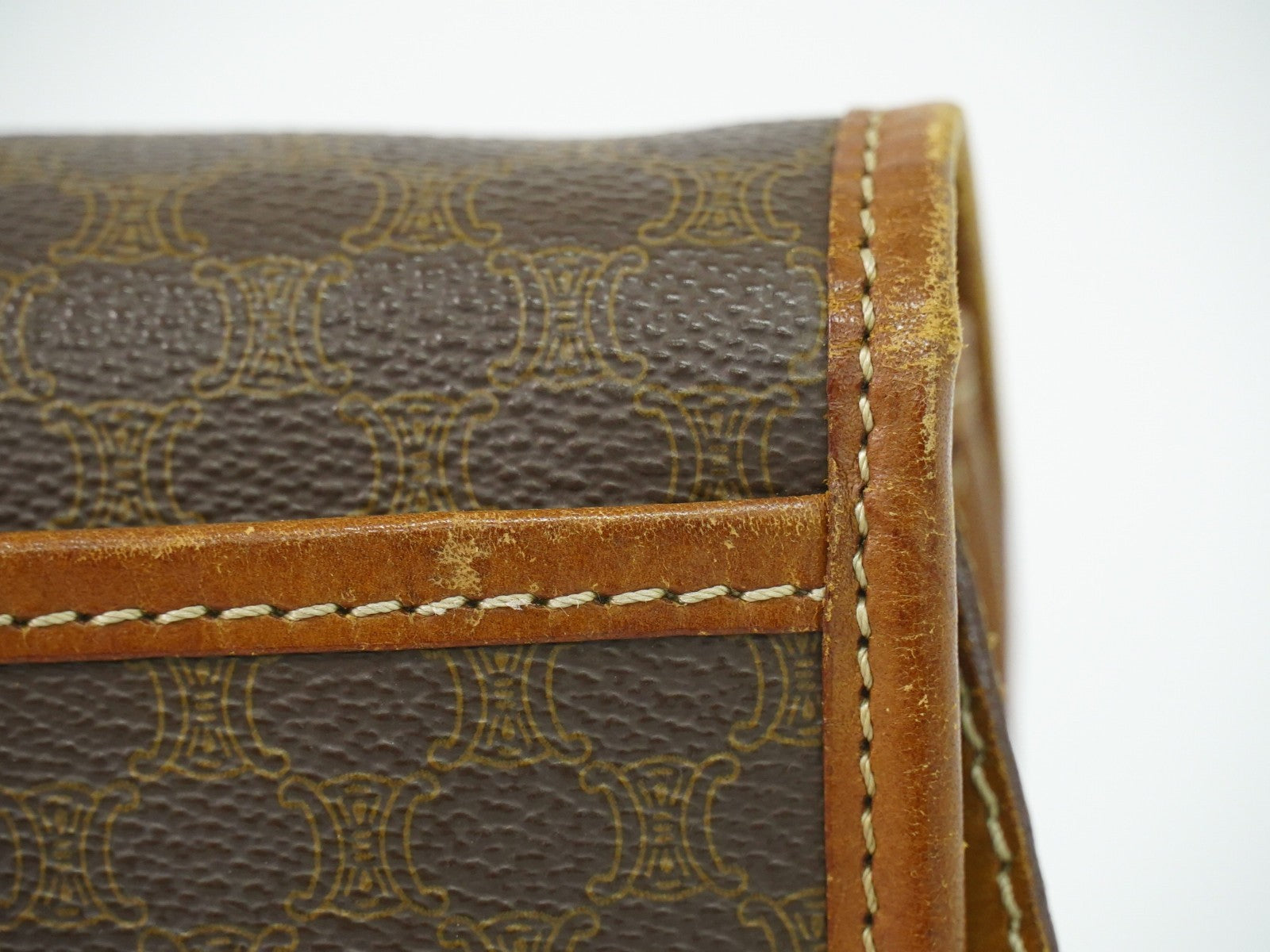Celine Vintage Macadam Shoulder Bag Canvas And Leather Brown Canvas Shoulder Bag Bag