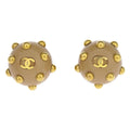 Chanel Vintage Cc Round Cutout Clip-On Earrings Metal Beige Gold_Plated Earrings Jewelry