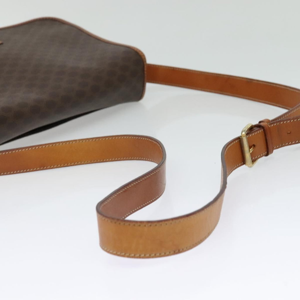 Celine Macadam Shoulder Bag Pvc Leather Brown Canvas Bag