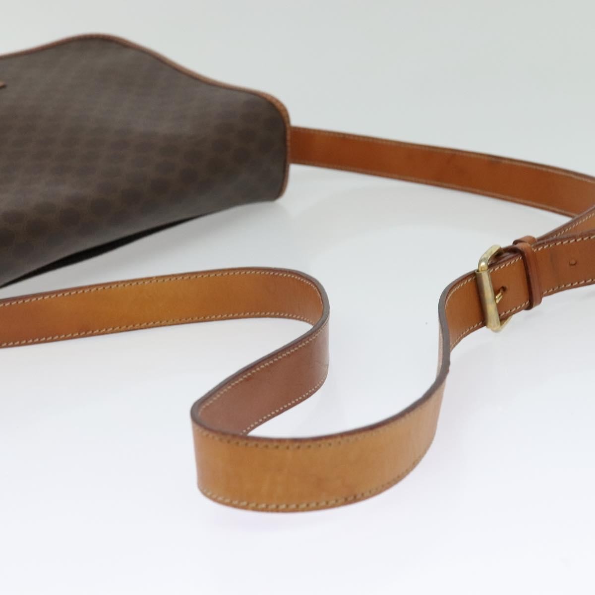 Celine Macadam Shoulder Bag Pvc Leather Brown Canvas Bag