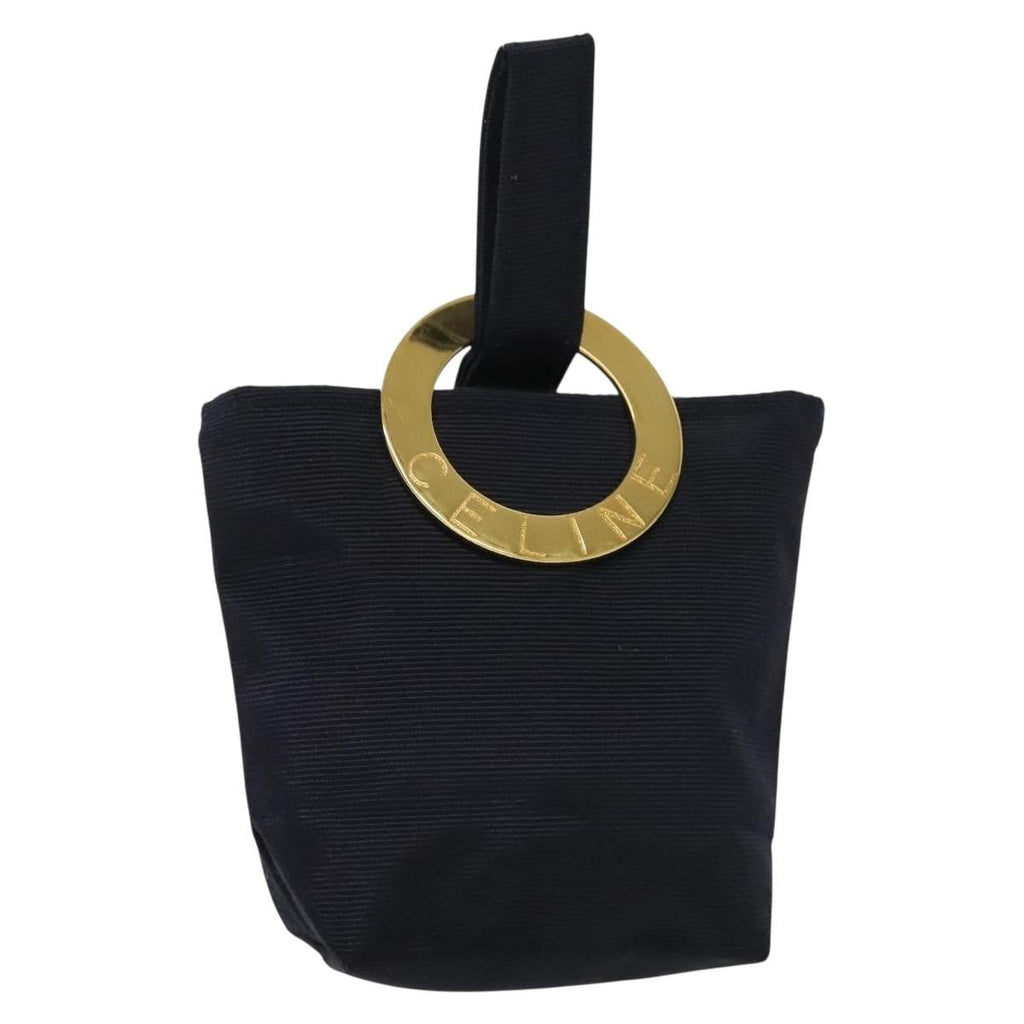 Celine Circle Logo Pouch Nylon Navy Canvas Clutche & Pouche Bag