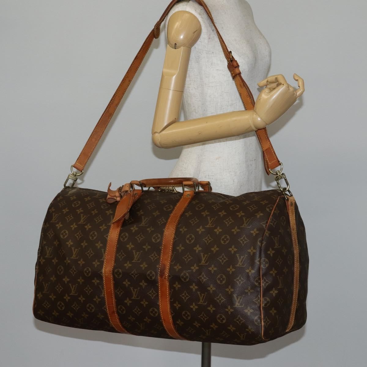 Louis Vuitton Keepall Bandouliere Bag Monogram Canvas Brown Canvas Travel Bag