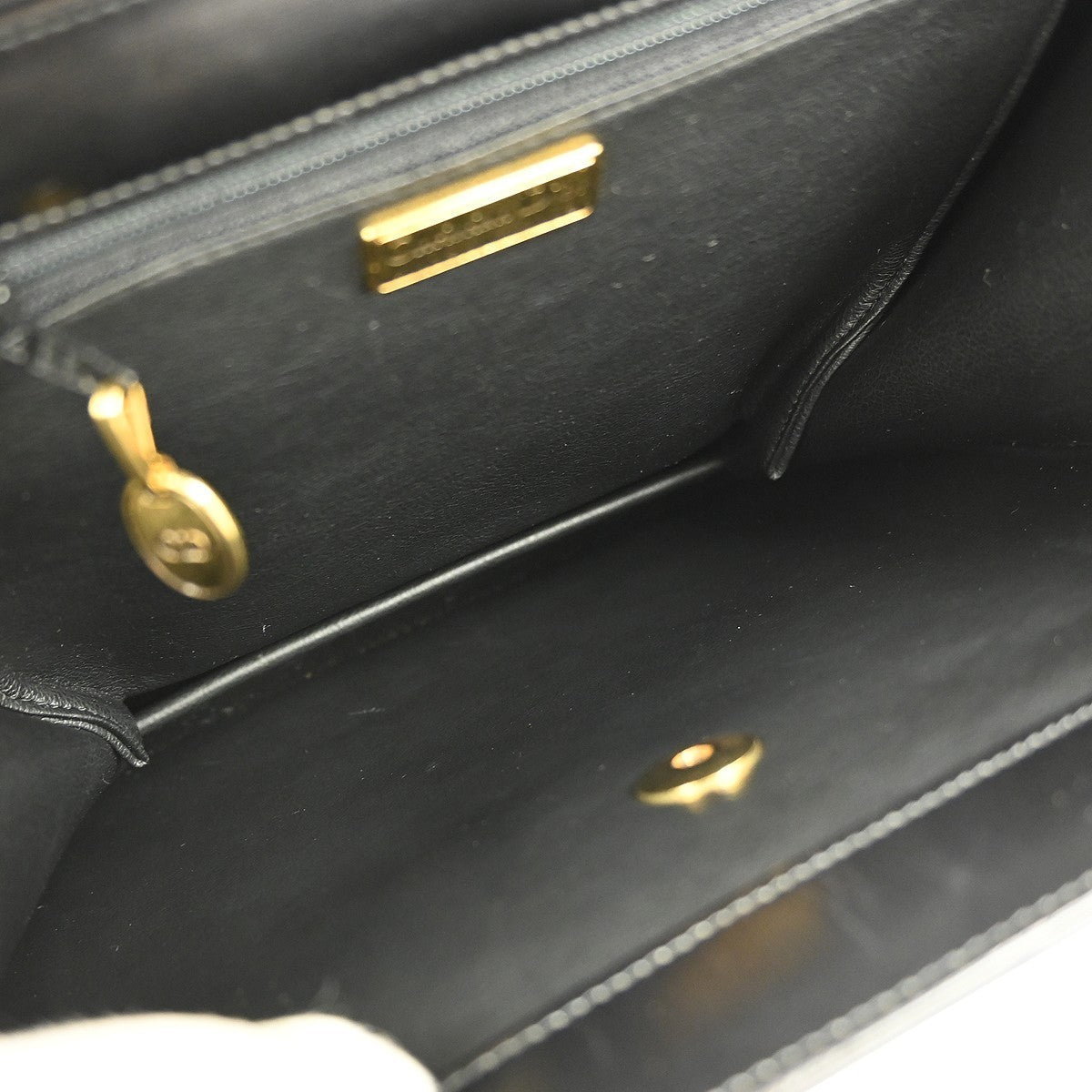 Christian Dior Vintage Handbag Leather Black Leather Handbag (Pre-Owned)