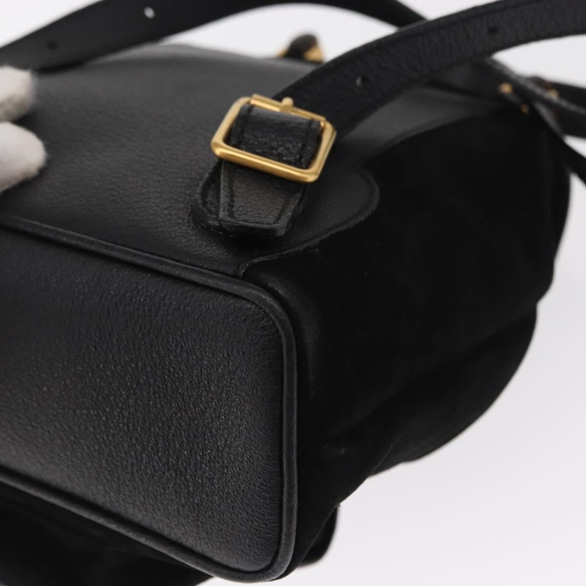 Gucci Vintage Bamboo Backpack Suede Black Suede Backpack Bag (Pre-Owned)