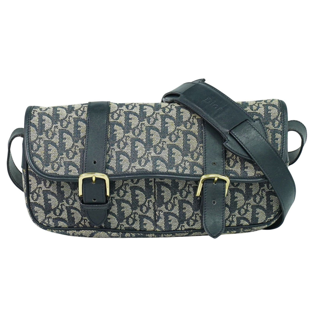 Christian Dior Trotter Shoulder Bag Canvas Gray Canvas Shoulder Bag Bag (Pre-Owned)