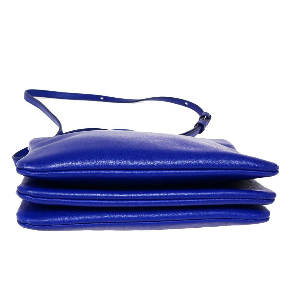 Celine Trio Crossbody Bag Leather Blue Leather Bag
