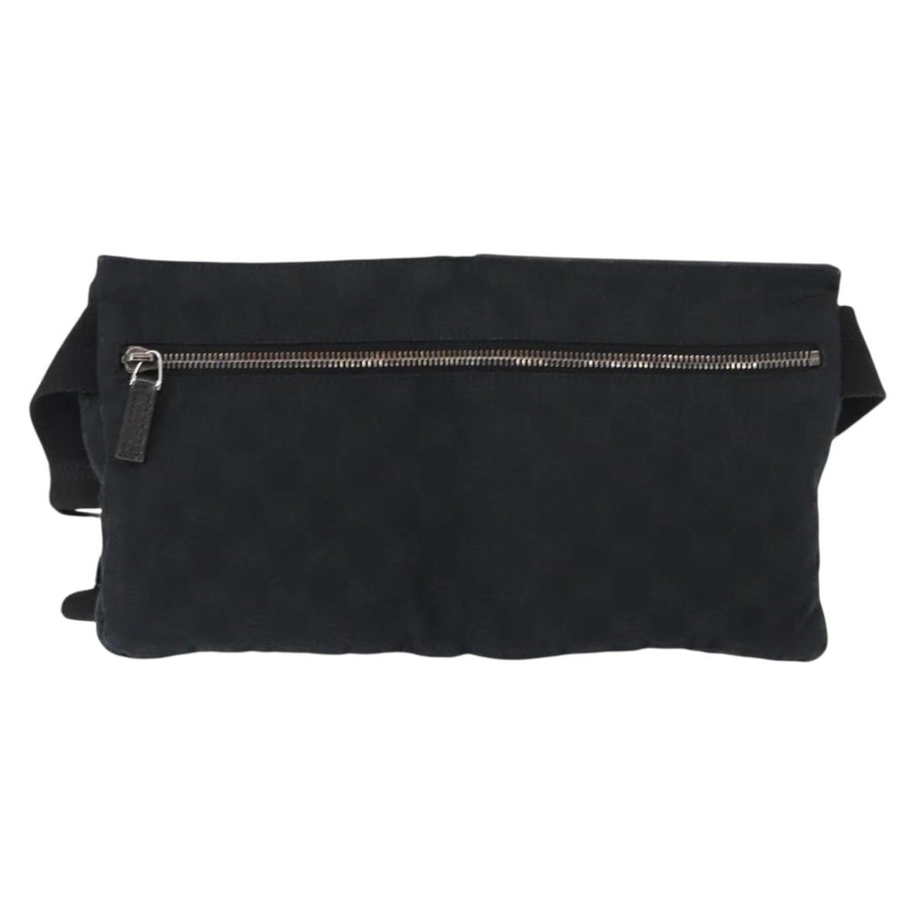 Gucci Vintage Double Belt Bag Gg Canvas With Leather Black Canvas Shoulder Bag Bag (Pre-Owned)