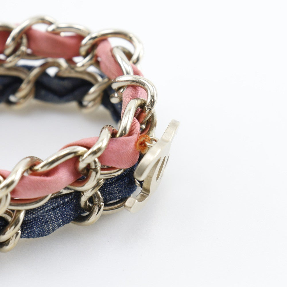 Chanel Coco Mark Chain 2 Bracelet Metal And Denim Multicolour Mesh Bracelet Jewelry