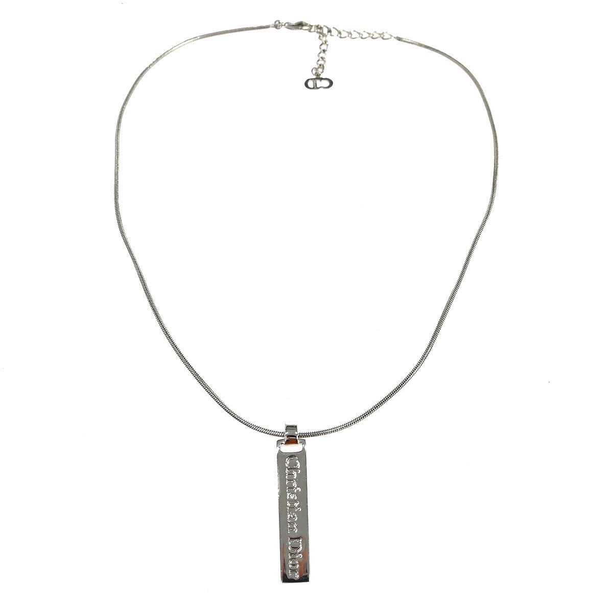 Christian Dior Vintage Dior Logo Necklace Metal Silver Silver_Plated Necklace Jewelry (Pre-Owned)
