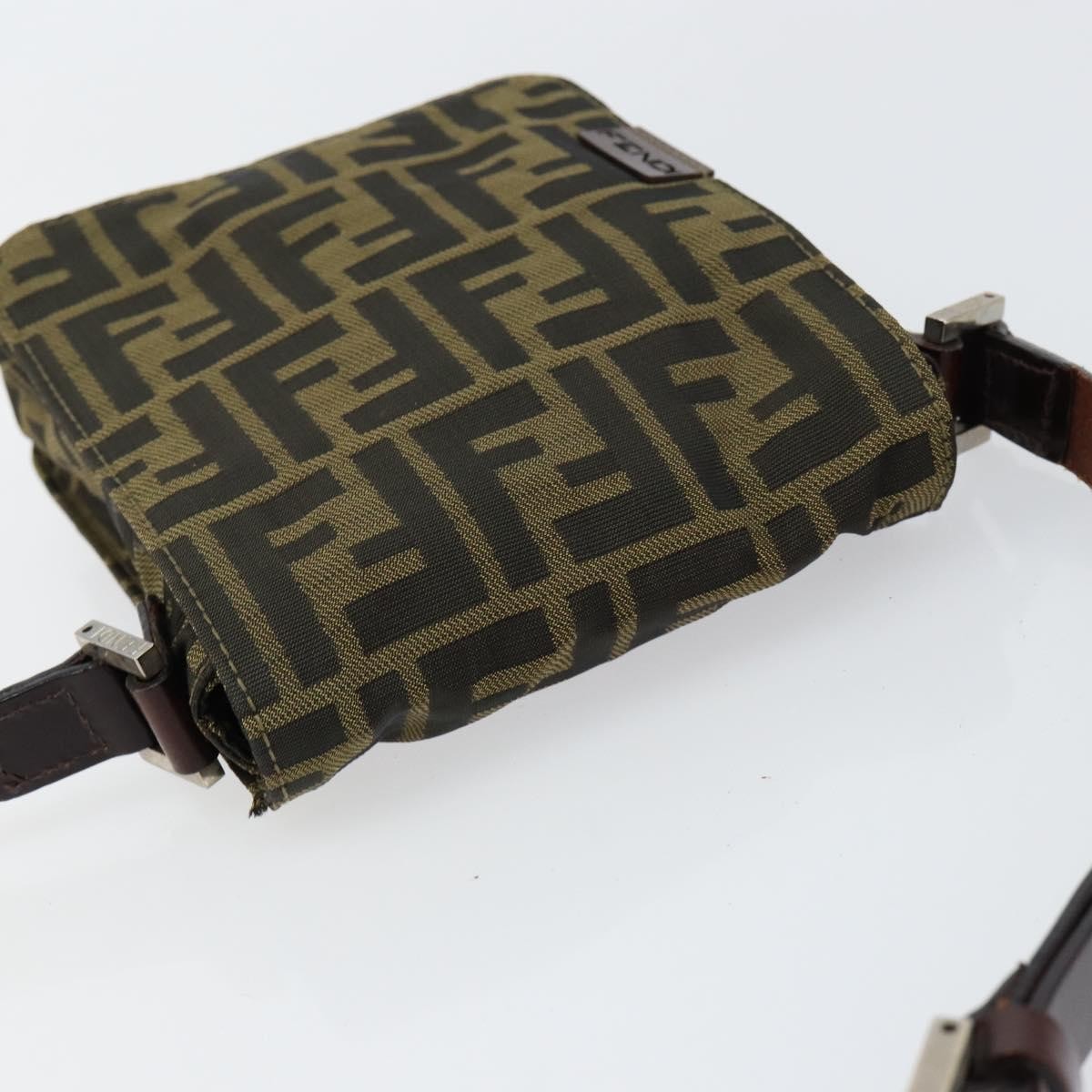 Fendi Flat Messenger Bag Zucca Canvas Brown Canvas Shoulder Bag Bag
