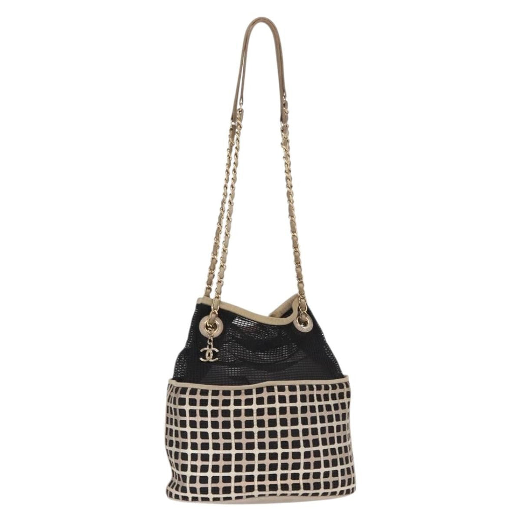 Chanel Chain Bucket Bag Mesh And Leather Black Leather Shoulder Bag Bag