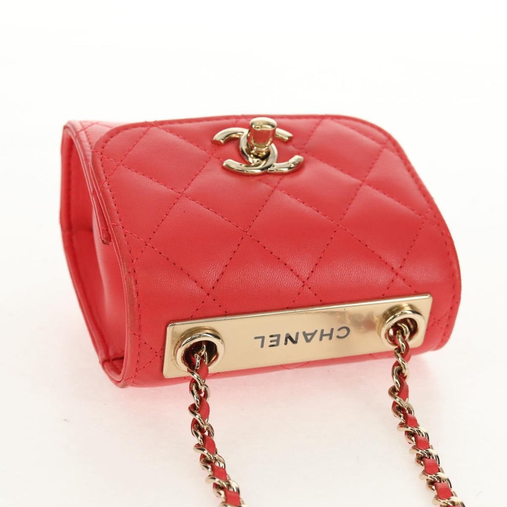 Chanel Trendy Cc Clutch With Chain Quilted Lambskin Red Leather Clutche & Pouche Bag