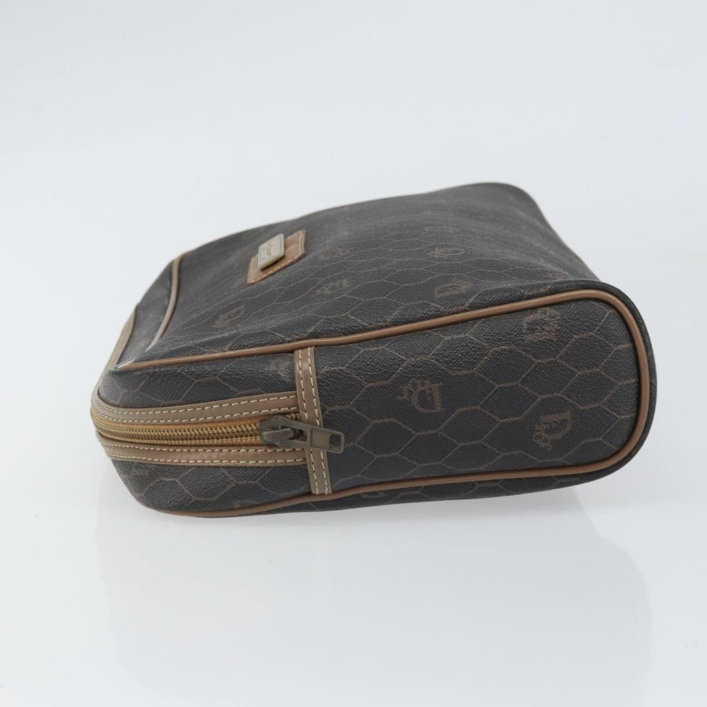 Christian Dior Vintage Honeycomb Zip Pouch Canvas And Leather Black Canvas Clutche & Pouche Bag (Pre-Owned)