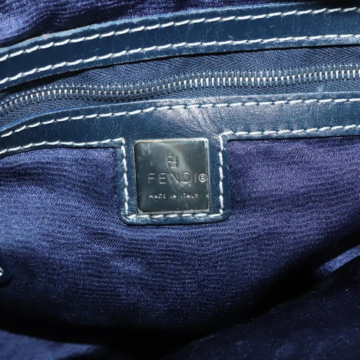 Fendi Ff Logo Mon Tresor Bucket Bag Printed Shearling With Leather Navy Canvas Shoulder Bag Bag