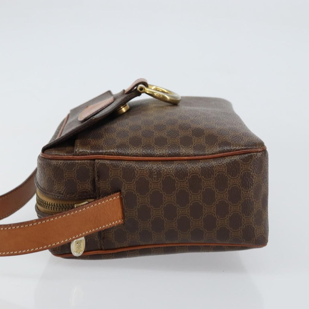 Celine Vintage Macadam Shoulder Bag Canvas And Leather Brown Canvas Shoulder Bag Bag