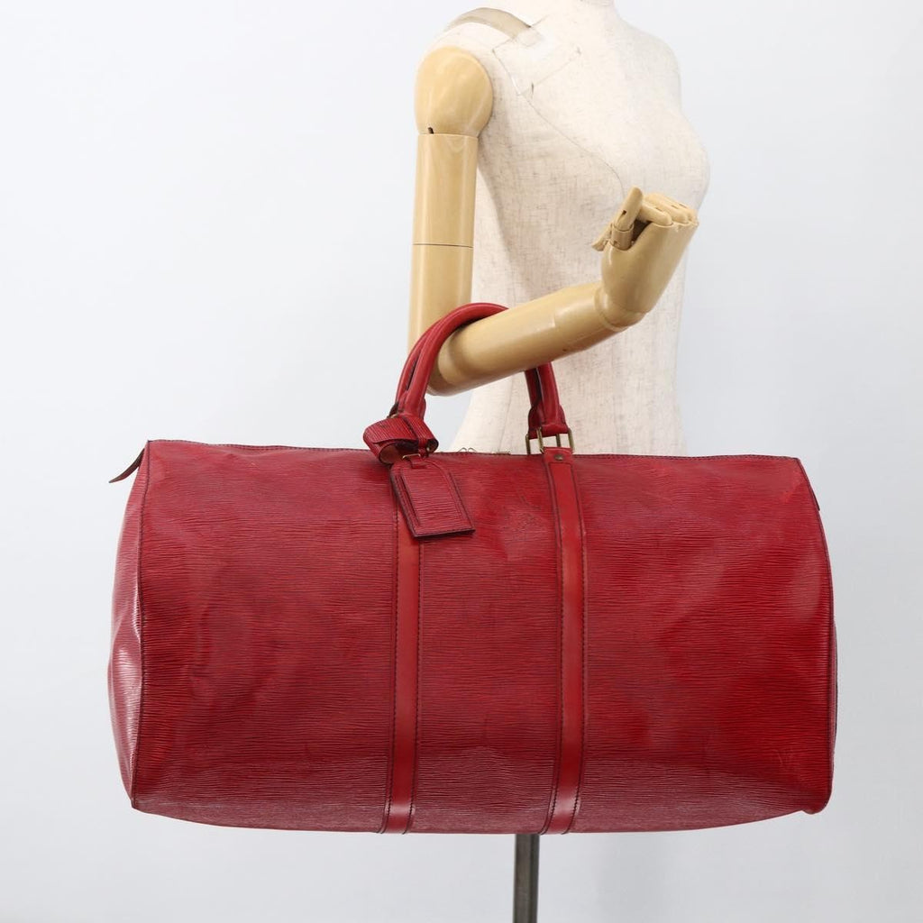 Louis Vuitton Keepall Bag Epi Leather Red Leather Travel Bag