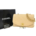 Chanel Diana Flap Bag Quilted Lambskin Beige Leather Shoulder Bag Bag