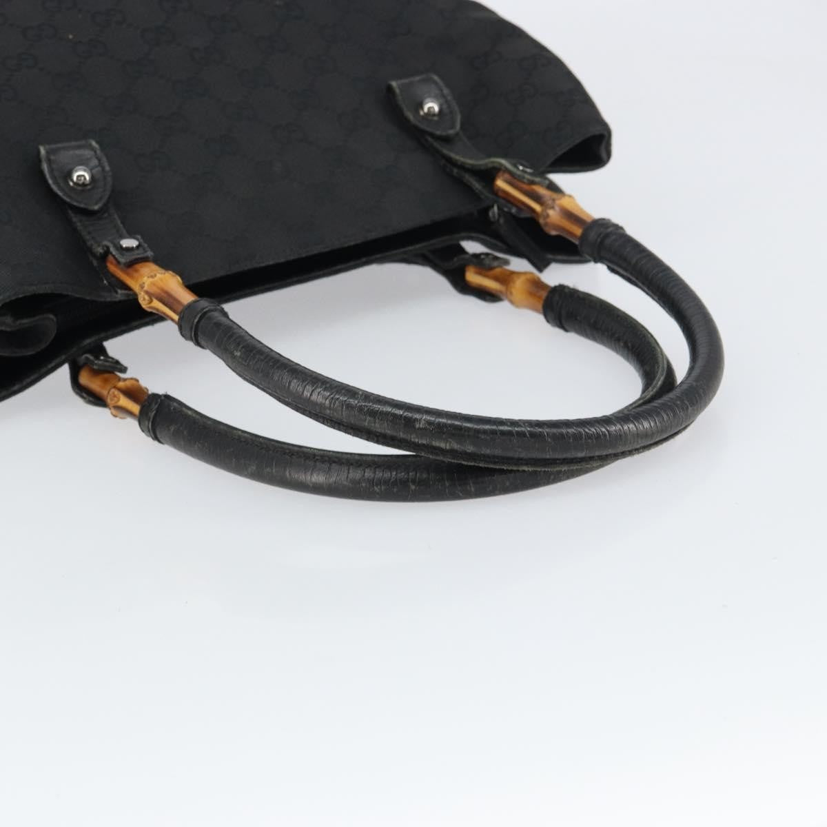 Gucci Bamboo Tote Bag Canvas Black Canvas Tote Bag Bag (Pre-Owned)