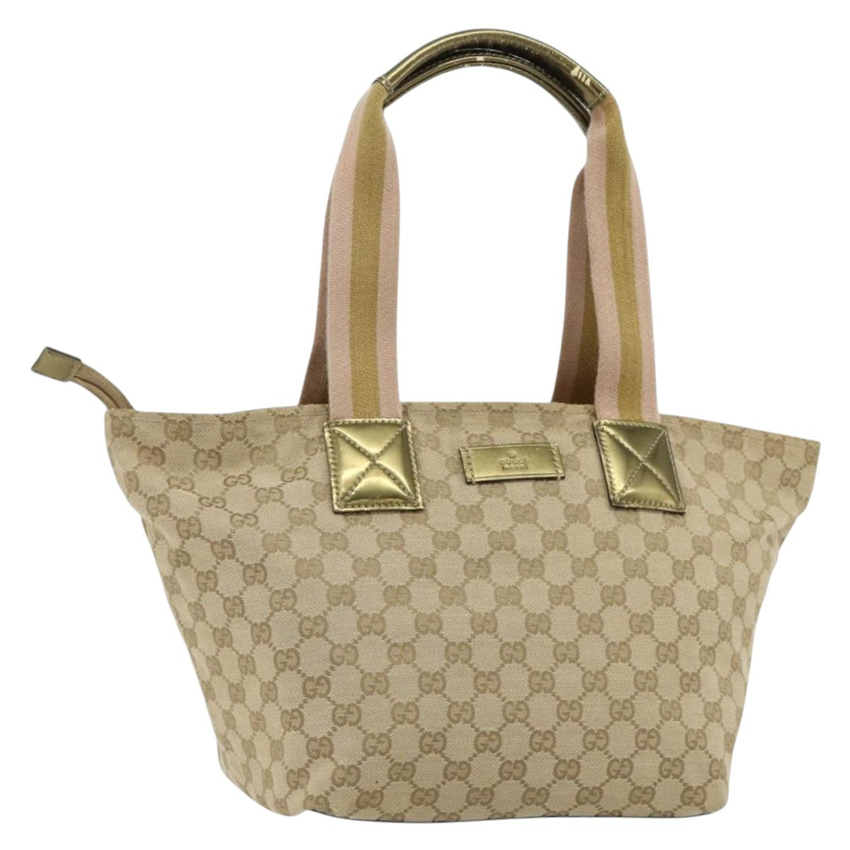 Gucci Web Zip Tote Gg Canvas Beige Canvas Tote Bag Bag (Pre-Owned)